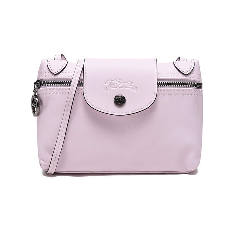 LONGCHAMP Le Pliage Leather Shoulder Bag, Crossbody Bag Regular Women's Petal Pink