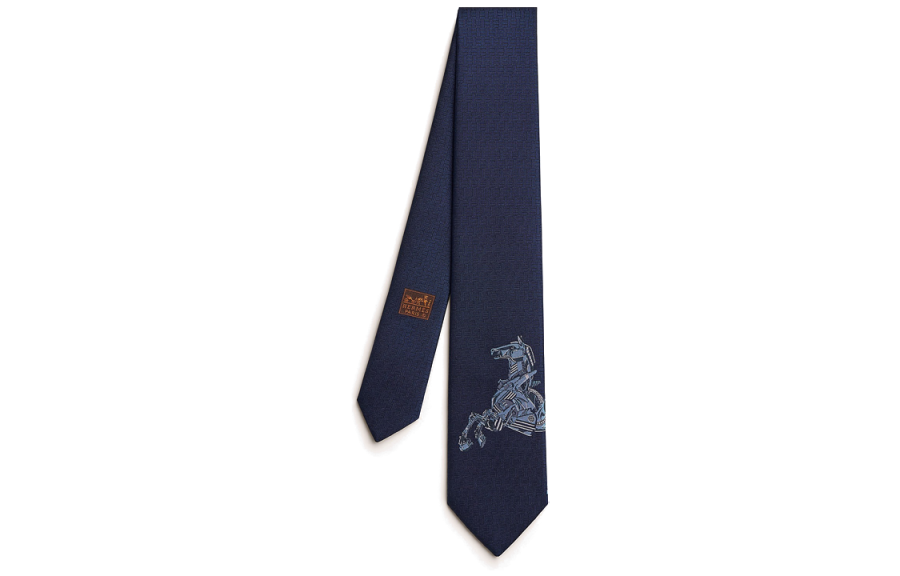 HERMES HERMES Silk Ties Unisex Marine Blue