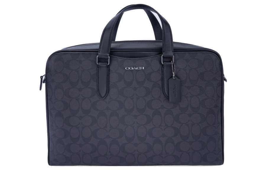 COACH Graham Calfskin Portable One Shoulder Crossbody Briefcase Large Men's Black