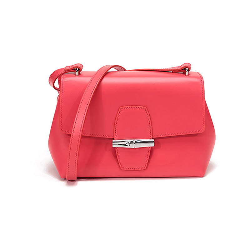 LONGCHAMP Le Pliage Leather Crossbody Bag, Shoulder Bag Women's Watermelon Red