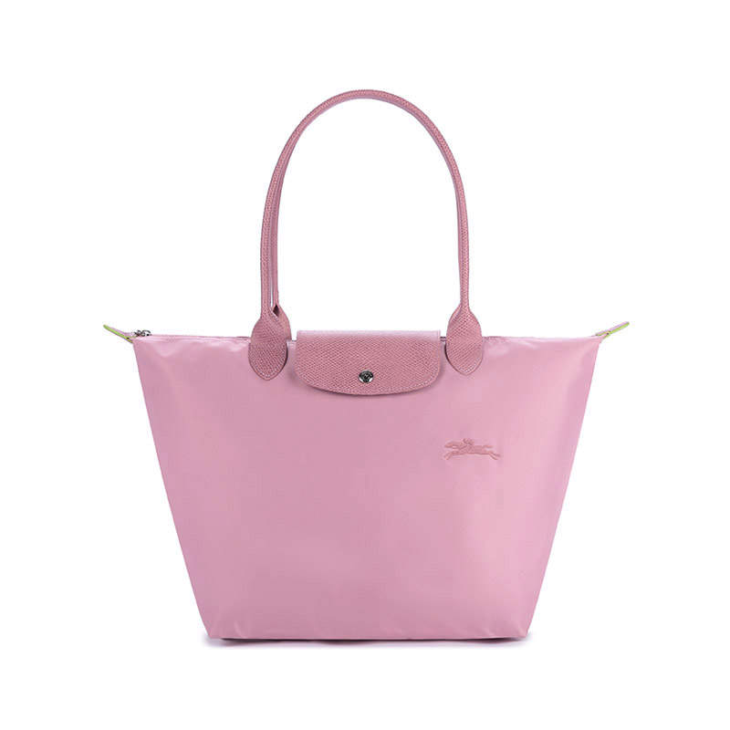 LONGCHAMP Le Pliage Green Recycled Canvas With Leather Trim Dumpling Bag Handbag, Shoulder Bag Large Women's Petal Pink