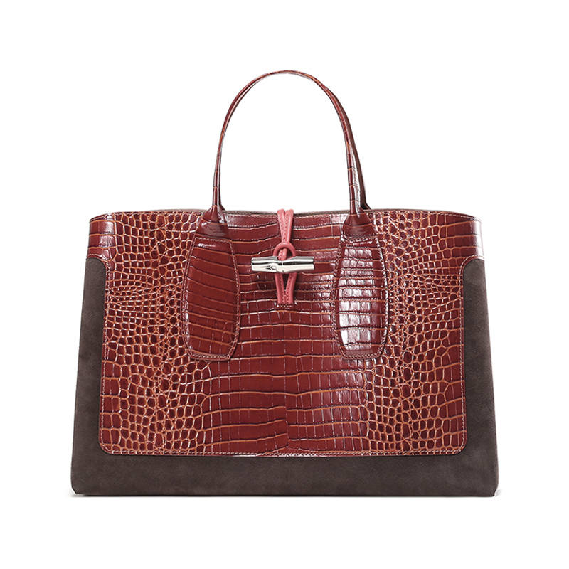 LONGCHAMP Le Roseau Leather Handbag Women's Brandy