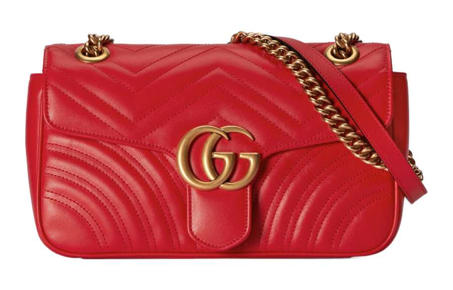 GUCCI GG Marmont Leather Crossbody Bag, Shoulder Bag Small Women's Red