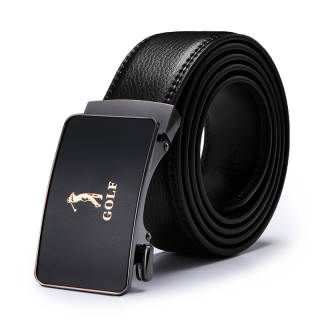 GOLF Cow Split Leather Automatic Buckle Belt Men's Black Width 3.5cm