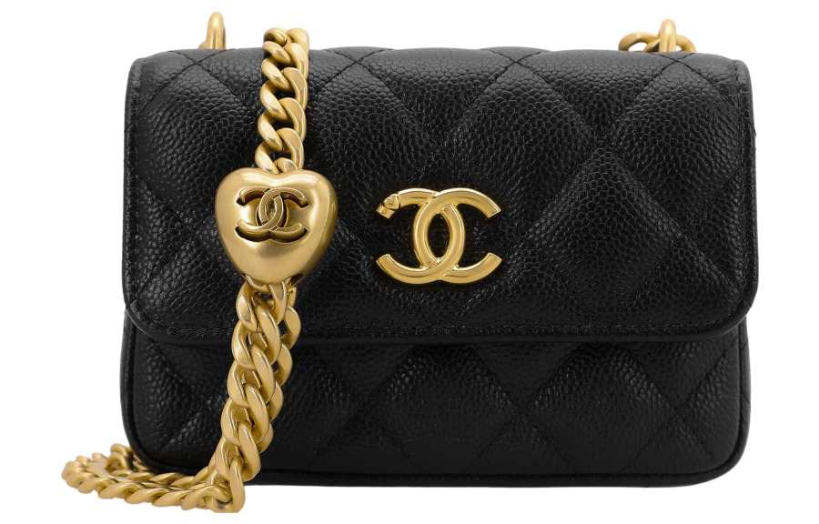 CHANEL Litchi Grain Cow Leather Mini Bag, Fanny Pack, Shoulder Bag, Crossbody Bag Small Women's Black