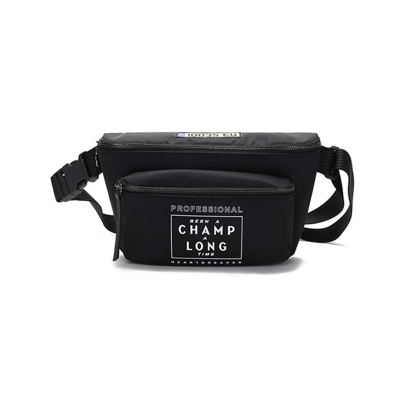 LONGCHAMP X EU Collaboration Letter Print Canvas One Shoulder Crossbody Fanny Pack Women's Black