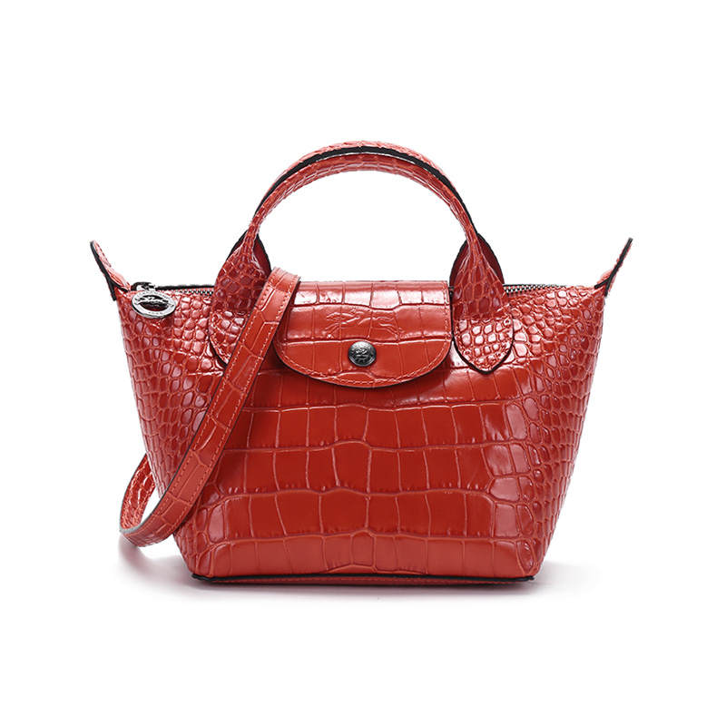 LONGCHAMP Le Pliage Cuir Cow Leather Handbag Mini Women's Citrus Orange