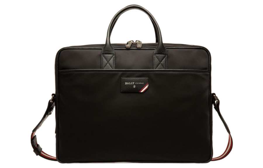 BALLY Nylon With Cow Leather Business Handbag, Shoulder Bag Men's Black