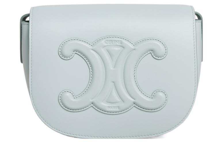 CELINE Cuir Triomphe Smooth Calfskin Handbag, Shoulder Bag, Crossbody Bag Women's Soft Blue