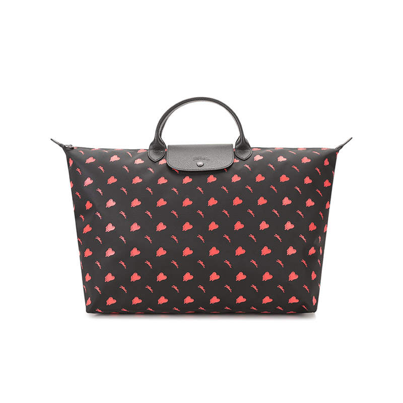 LONGCHAMP Le Pliage Fabric Dumpling Bag Handbag Women's Black Red