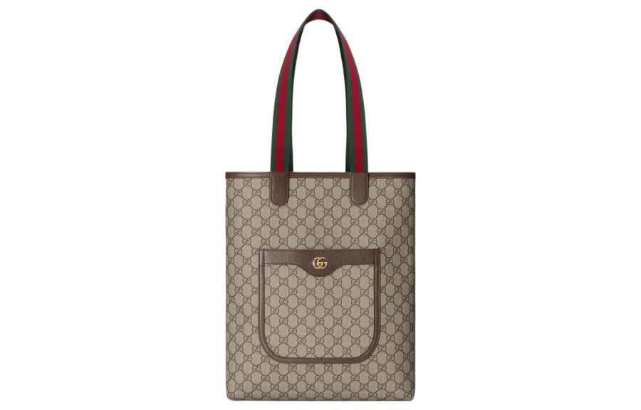 GUCCI Ophidia Canvas With Leather Tote Bag, Shopping Bag, Shoulder Bag, Handbag Small Men's Brown