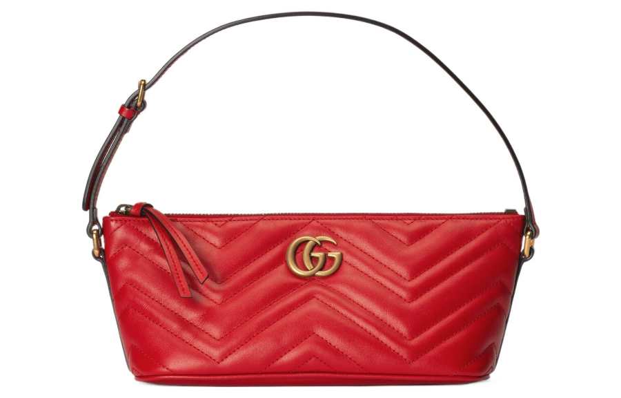 GUCCI GG Marmont Leather Handbag, Shoulder Bag Small Women's Red