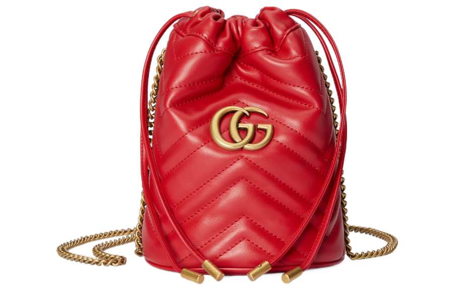 GUCCI GG Marmont Leather Shoulder Bag, Crossbody Bag Women's Red