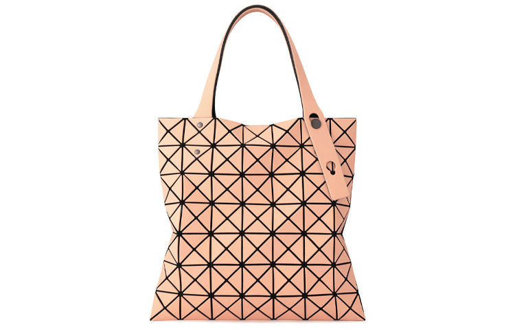 ISSEY MIYAKE Prism Artificial Leather Tote Bag, Shopping Bag, Shoulder Bag, Handbag Regular Women's Coral Orange