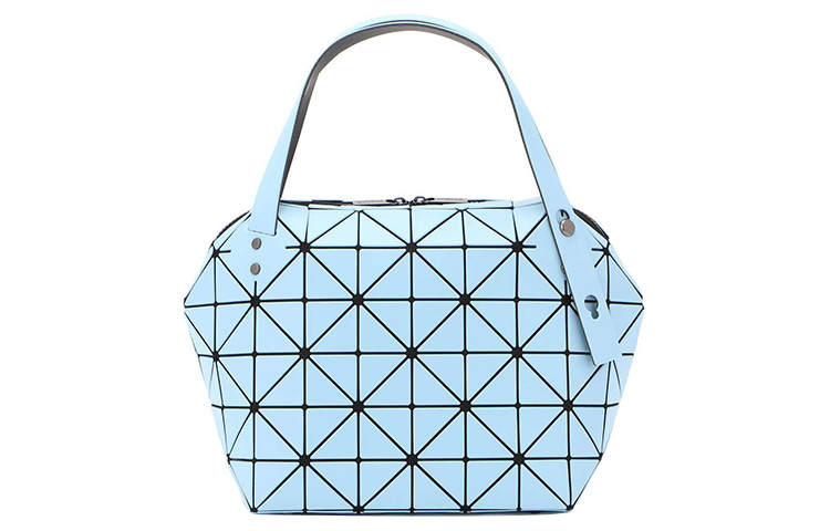 ISSEY MIYAKE Boston Artificial Leather Box Bag, Boston, One Shoulder Handbag Women's Sky Blue
