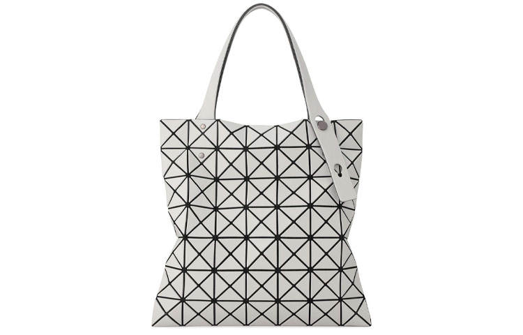 ISSEY MIYAKE Prism Artificial Leather Tote Bag, Shopping Bag, Shoulder Bag, Handbag Women's Ice Gray