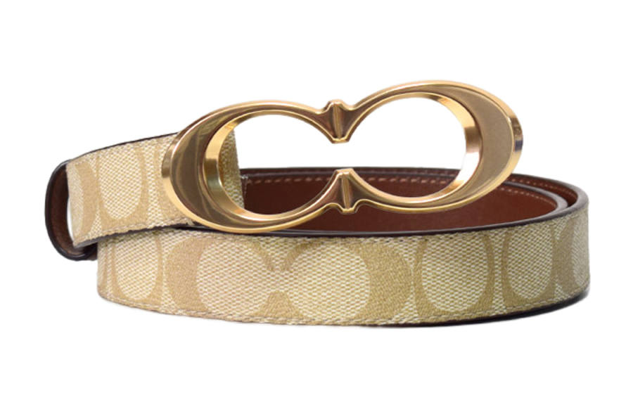 COACH COACH Leather Belts Women's Camel Width 2.5cm