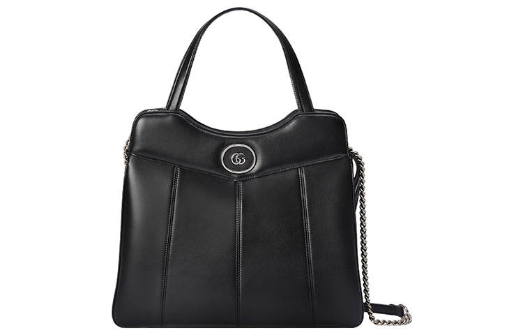 GUCCI Leather Tote Bag, Shopping Bag, Handbag Medium Women's Black