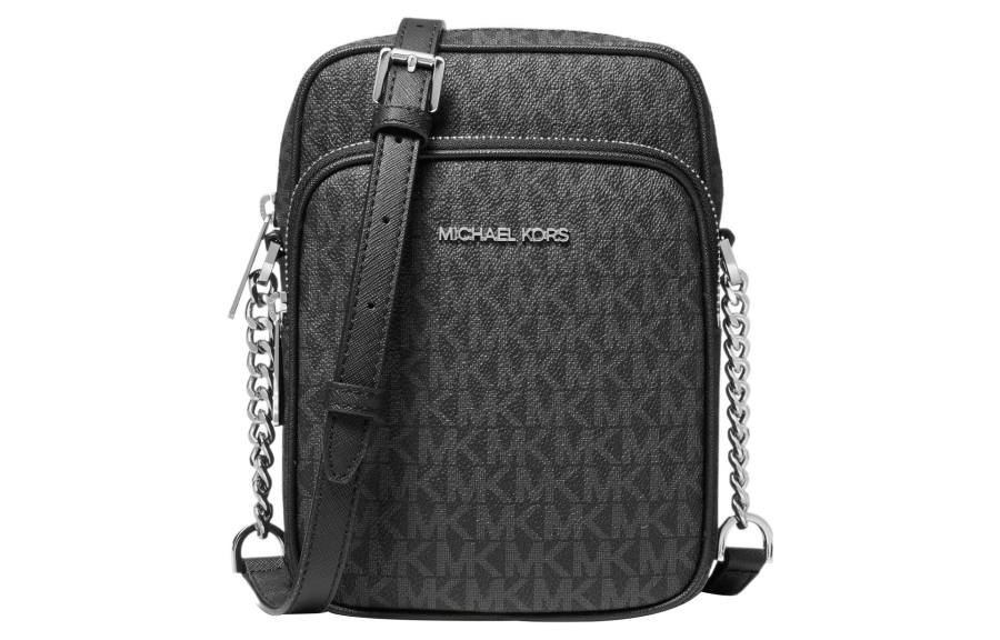 MICHAEL KORS Jet Set Travel Coated Canvas Shoulder Bag, Crossbody Bag Medium Women's Black