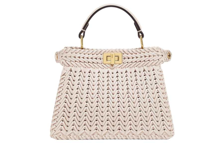 FENDI Peekaboo ISeeU Leather Shoulder Bag, Crossbody Bag, Handbag Extra Small Women's Camellia Multicolor