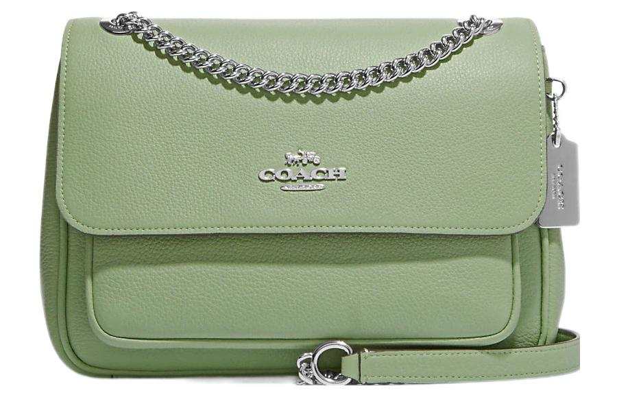 COACH Klare Leather Envelope Bag, Shoulder Bag, Crossbody Bag Medium Women's Grass Green