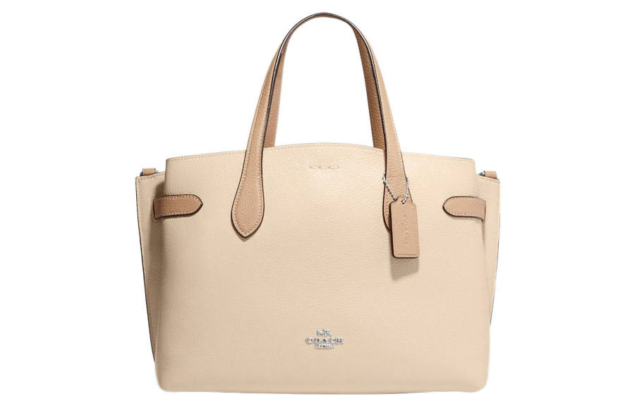 COACH Hanna Pebbled Leather Tote Bag, Shopping Bag, Shoulder Bag, Crossbody Bag, Handbag Large Women's Ivory Gray