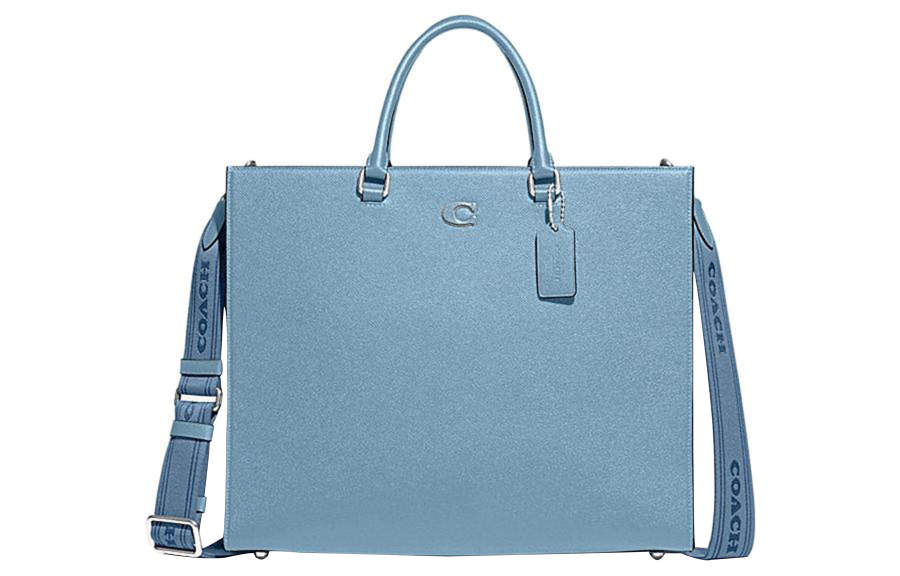 COACH Canvas With Leather Tote Bag, Shopping Bag, Crossbody Bag, Shoulder Bag, Handbag Large Women's Light Blue