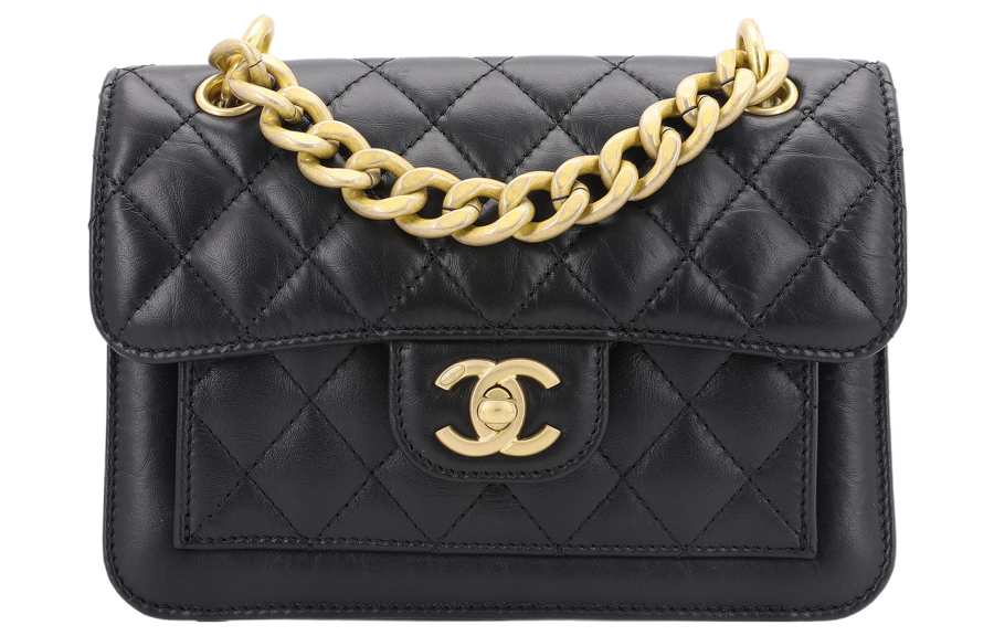CHANEL CHANEL Small Lambskin Messenger Black/Glod