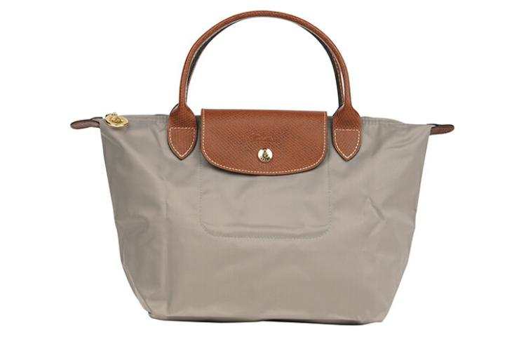 LONGCHAMP Le Pliage Canvas With Leather Trim Handbag Small Women's Streptopelia Gray