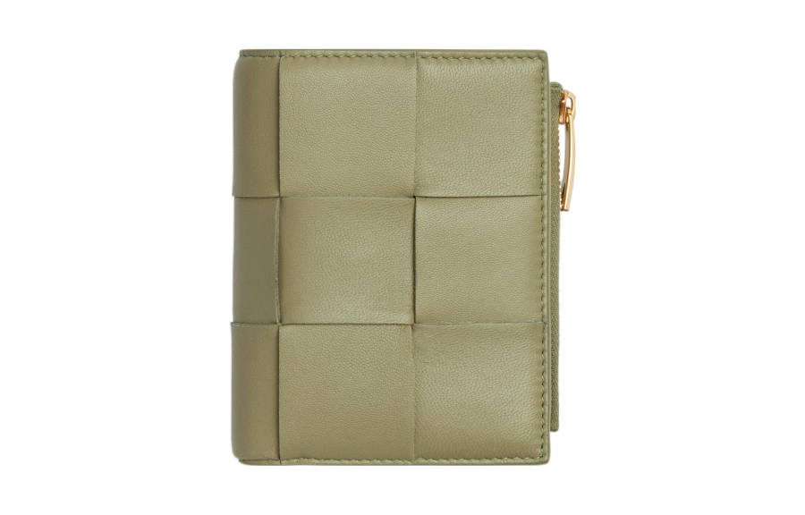Bottega Veneta CASSETTE Sheepskin Wallet Small Women's Travertine Green