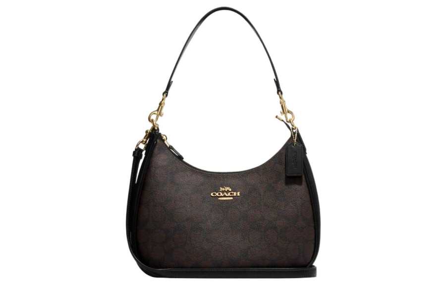 COACH Hobo Leather Saddle Bag, Handbag, Shoulder Bag Large Women's Black