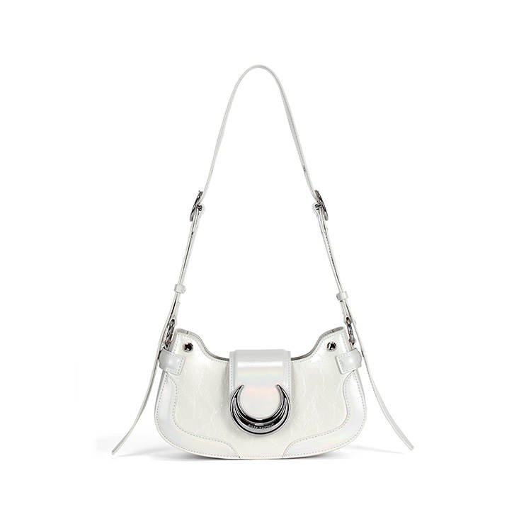 JELLYTOYBOY With Cow Leather And PU Heart Moon Bag One Shoulder/Crossbody Bag Medium Women's Pink/White