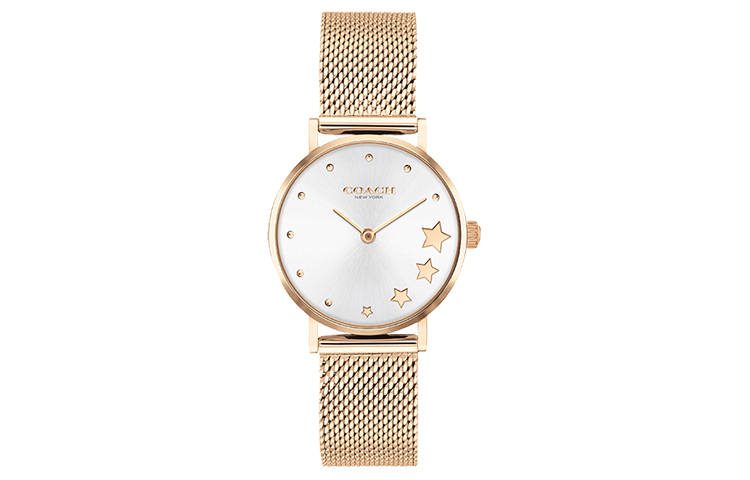 COACH Perry Wrist Watches Quartz Movement Stainless Steel Watchband Gold Dial Women's Watch