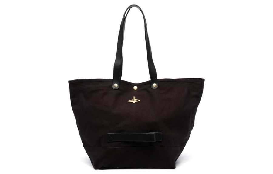 Vivienne Westwood Cotton Canvas Tote Bag, Shopping Bag, Shoulder Bag, Handbag Women's Black