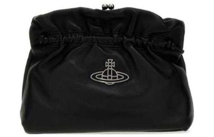 Vivienne Westwood Lambskin One Shoulder Crossbody Clutch Small Women's Black