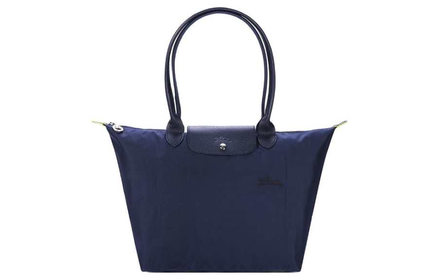 LONGCHAMP Le Pliage Green Canvas With Leather Handbag, Shoulder Bag Large Women's Marine Blue