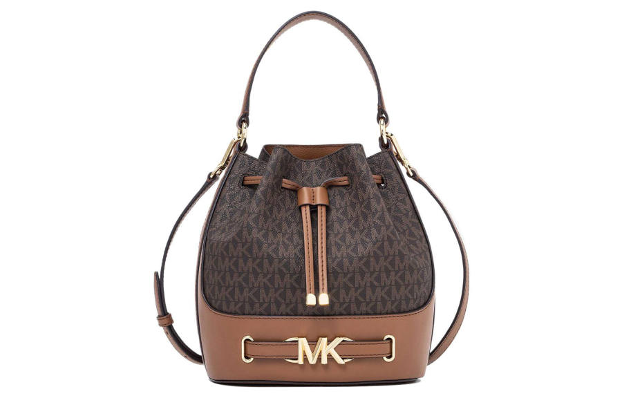 MICHAEL KORS Coated Canvas Bucket Bag, Shoulder Bag, Crossbody Bag Small Women's Brown & Black