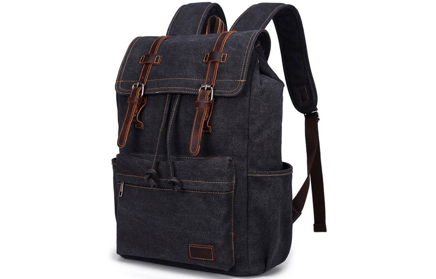 Slazenger Canvas With Top Grain Cow Leather Backpack Regular Unisex Khaki/Black/Army Green/Grey
