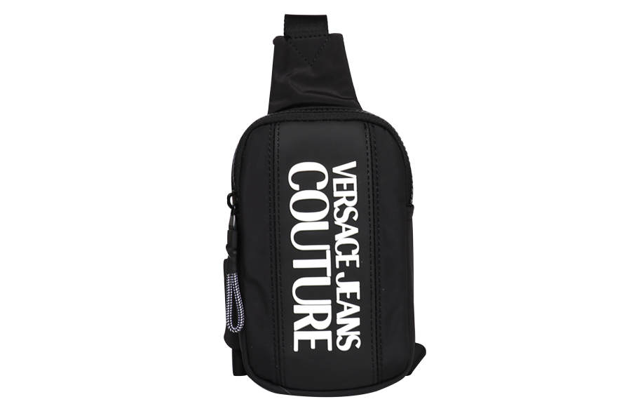 VERSACE JEANS COUTURE Nylon Fabric Sling Bag Men's Black