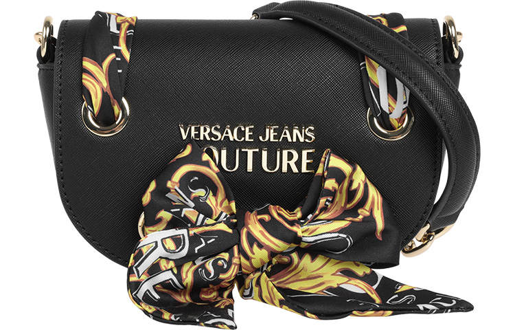 VERSACE JEANS COUTURE Leather Saddle Bag, Shoulder Bag Small Women's Black