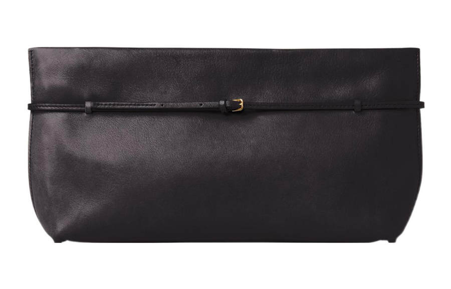 THE ROW Sienna Polished Saddle Leather Clutch Regular Women's Black
