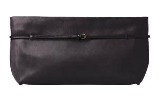 THE ROW Sienna Polished Saddle Leather Clutch Regular Women's Black