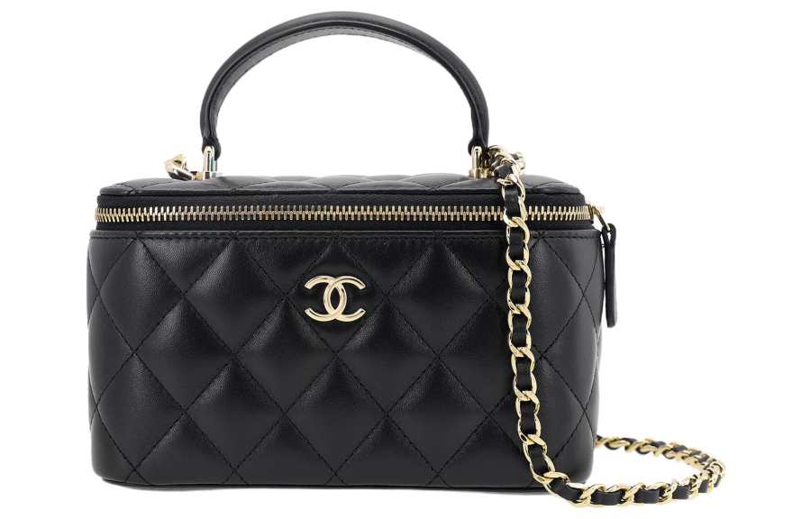 CHANEL Sheepskin Material Gold Chain Shoulder Bag, Crossbody Bag, Handbag Women's Black