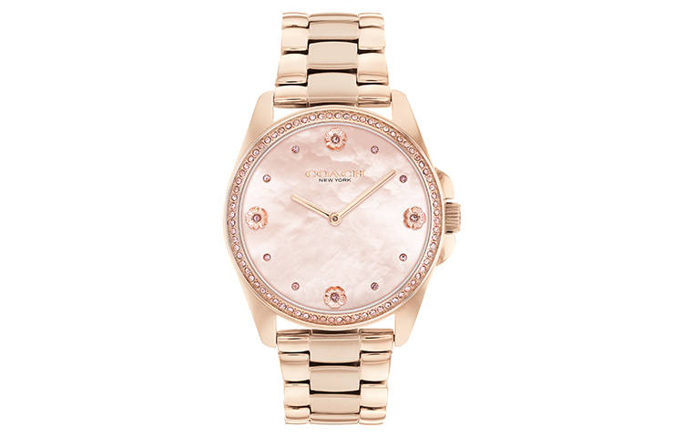 COACH Wrist Watches Quartz Movement Stainless Steel Watchband Mother of Pearl Color Watch Dial Women's Watch
