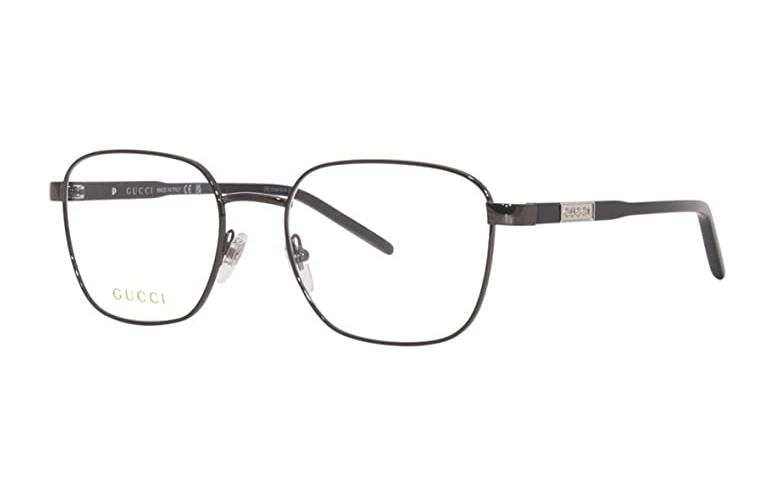 GUCCI Minimalist Style Metal Square Prescription Glasses Men's Gold