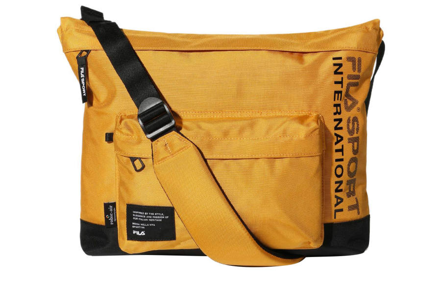 FILA Letter Print Nylon Crossbody Bag, Shoulder Bag Regular Unisex Yellow