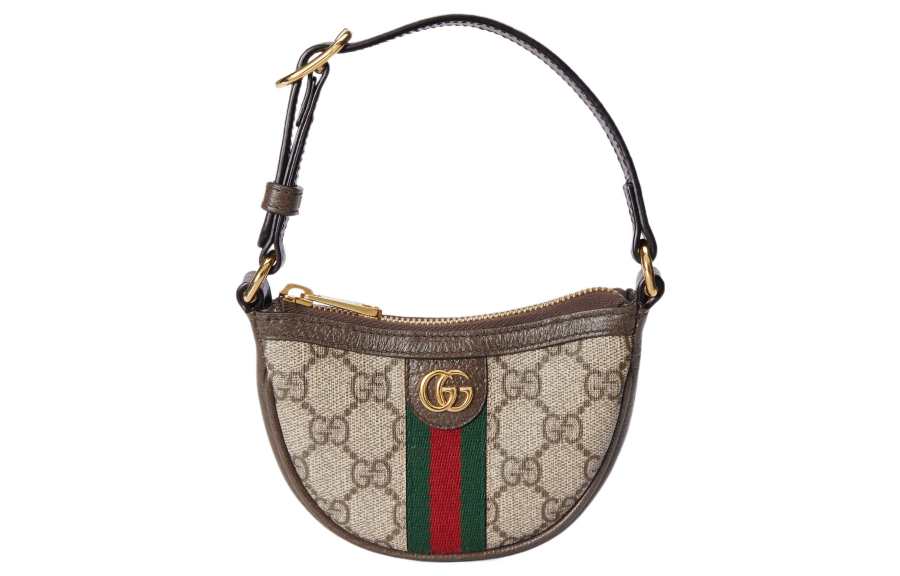 GUCCI Ophidia Canvas With Leather Handbag, Shoulder Bag Regular Women's Beige & Ebony