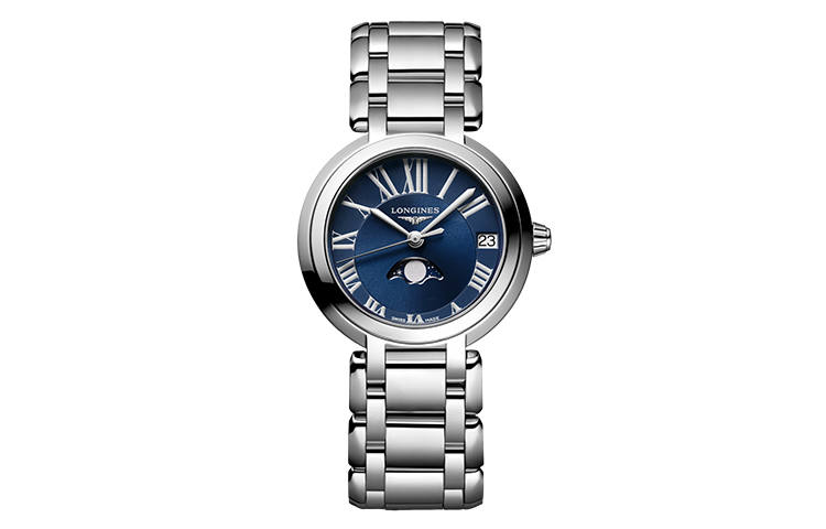 LONGINES Heart Moon Collection Quartz Movement Women's Watch 30.5mm Blue Dial Stainless Steel Watchband