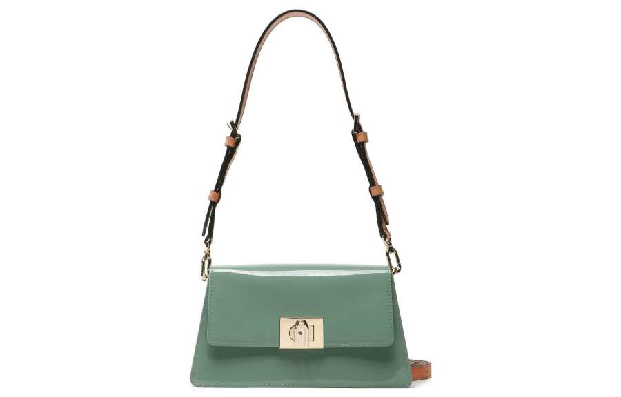 Furla Shiny Leather Crossbody Bag, Shoulder Bag Women's Olive Green