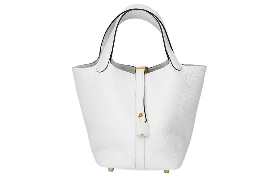 HERMES Picotin Lock Clemence Bullock Leather Basket Bag, Bucket Bag, Handbag 18 Women's 0U NEW WHITE New White